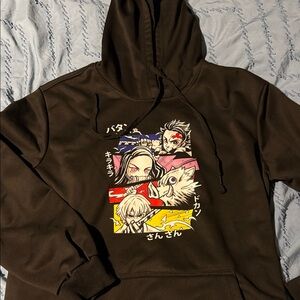 Anime Graphic Brown Hoodie